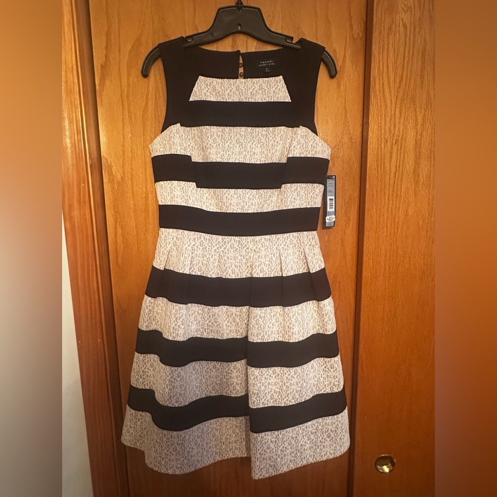 Tahari Black Dress with White Lace Accent